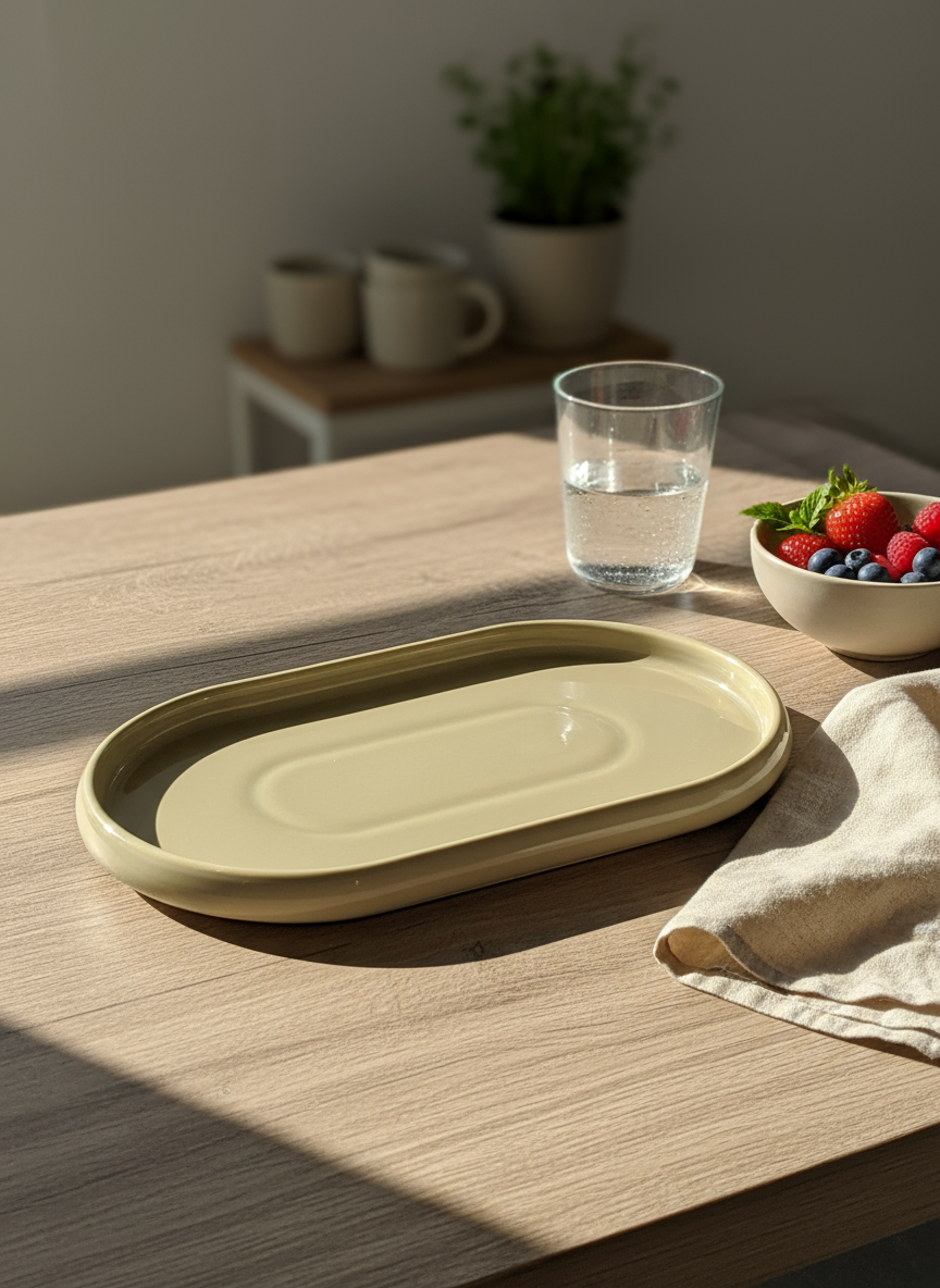 Beige Chubby - Grote ovale bord - 2 stuks