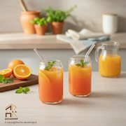 Glas met rietje - 4 delig