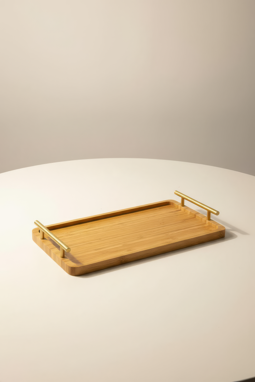 Houten serverplank - Gold handvat