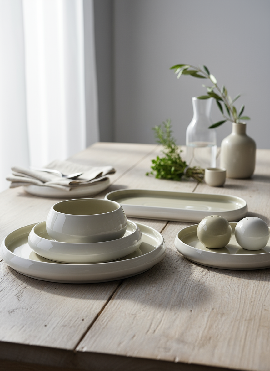 Chubby Dinnerset - Beige en Wit - 27Pcs