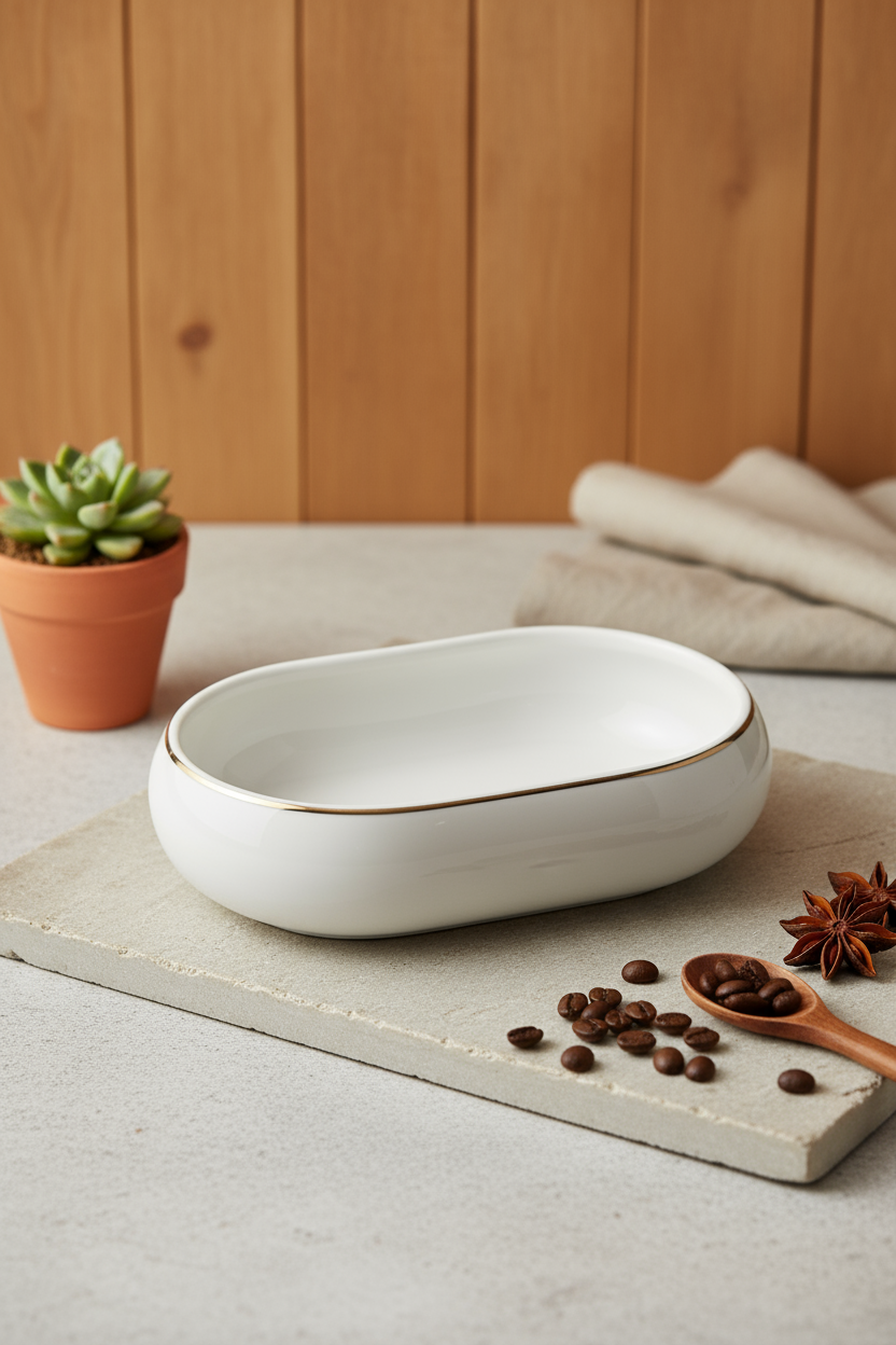 Chubby Gold Rim - Kleine ovale schaal - 3 stuks