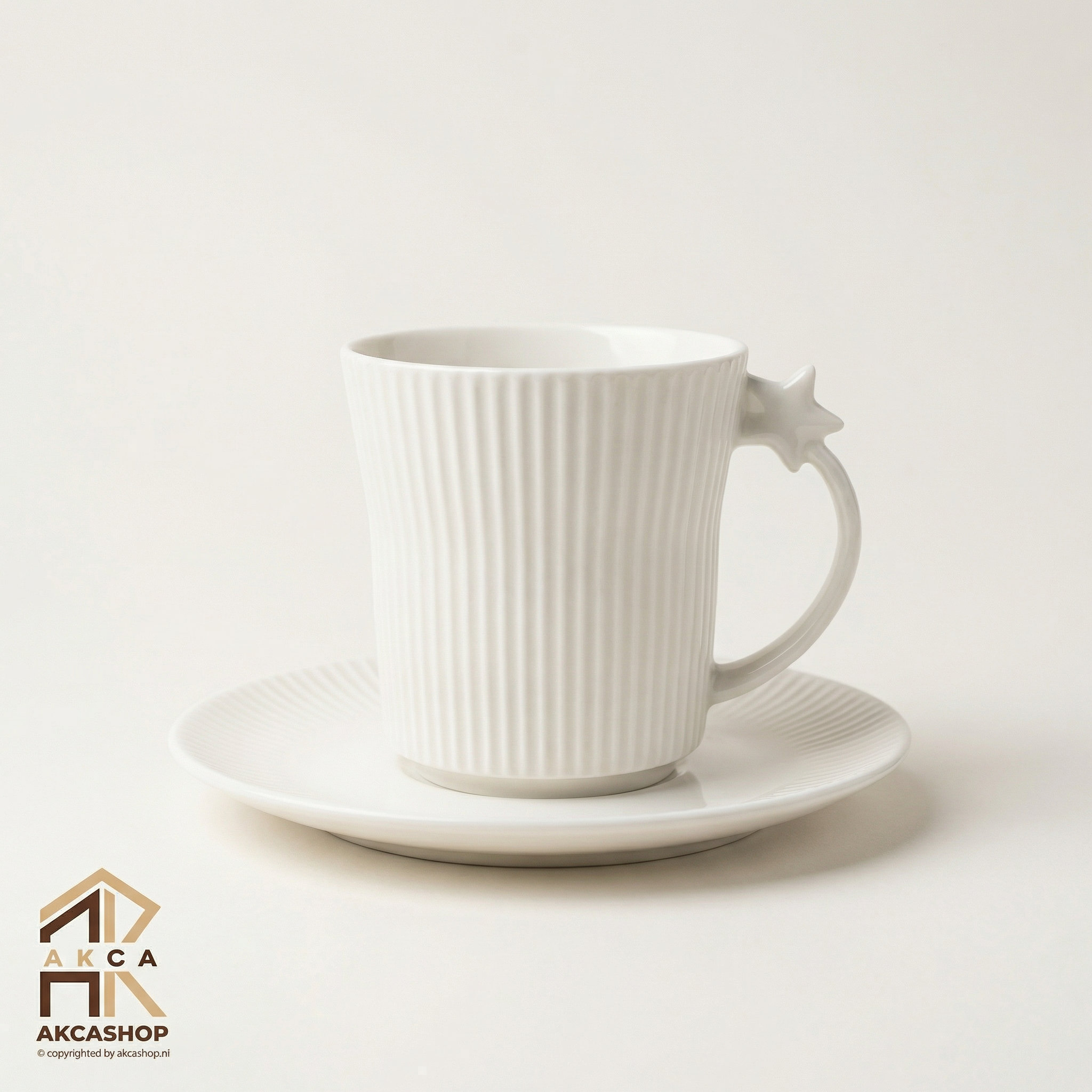 Koffieset - White star handle - 12 delig Groot