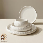 Chubby Lines - Serviesset - 24 Delig - Wit