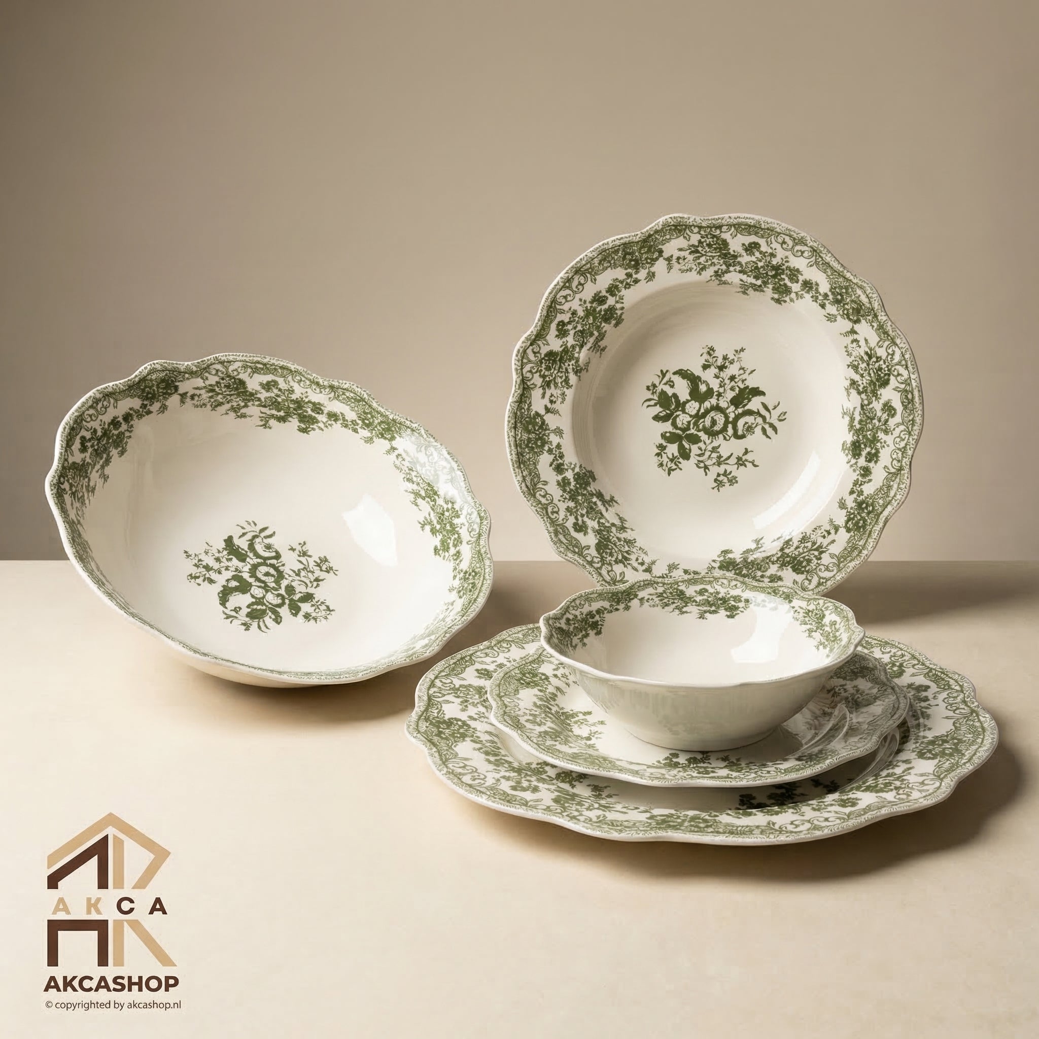Vintage - Serviesset - 25 Delig - Groen