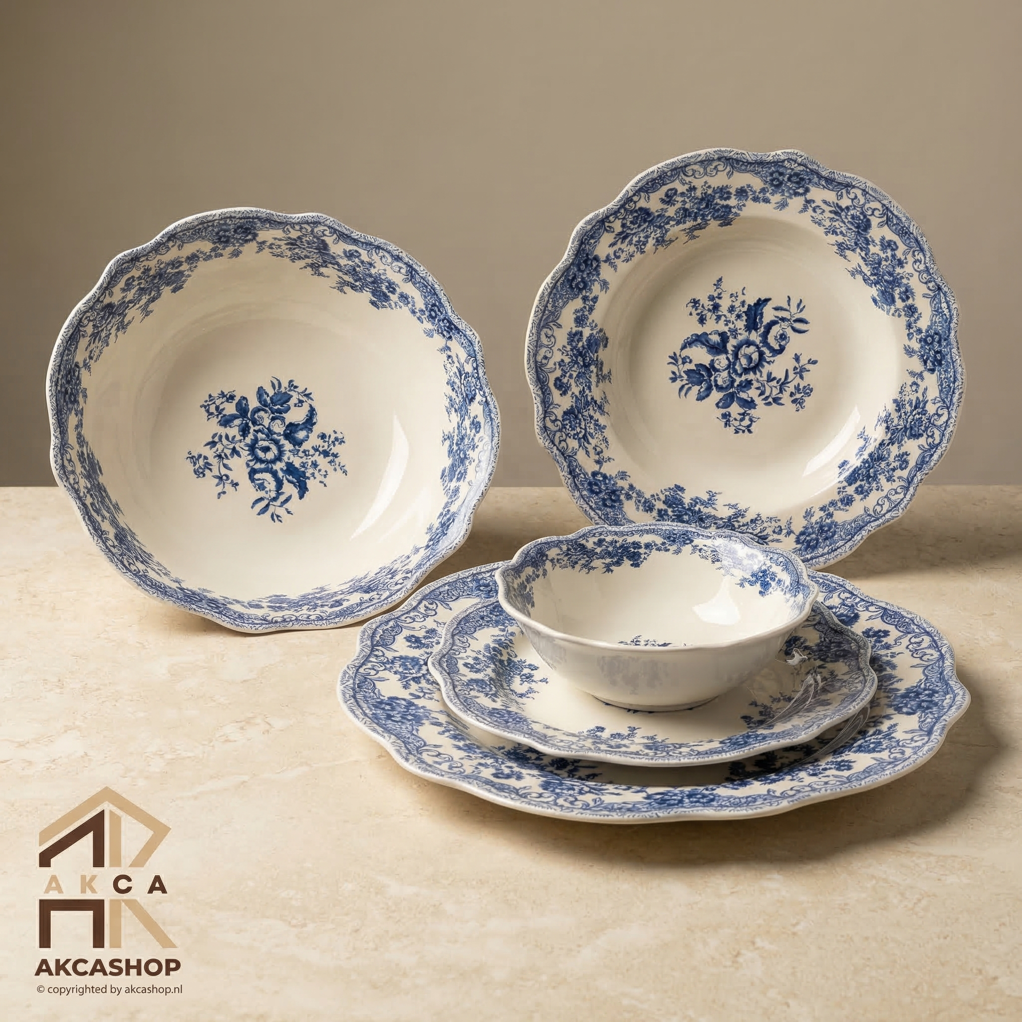 Vintage - Serviesset - 25 Delig - Blauw
