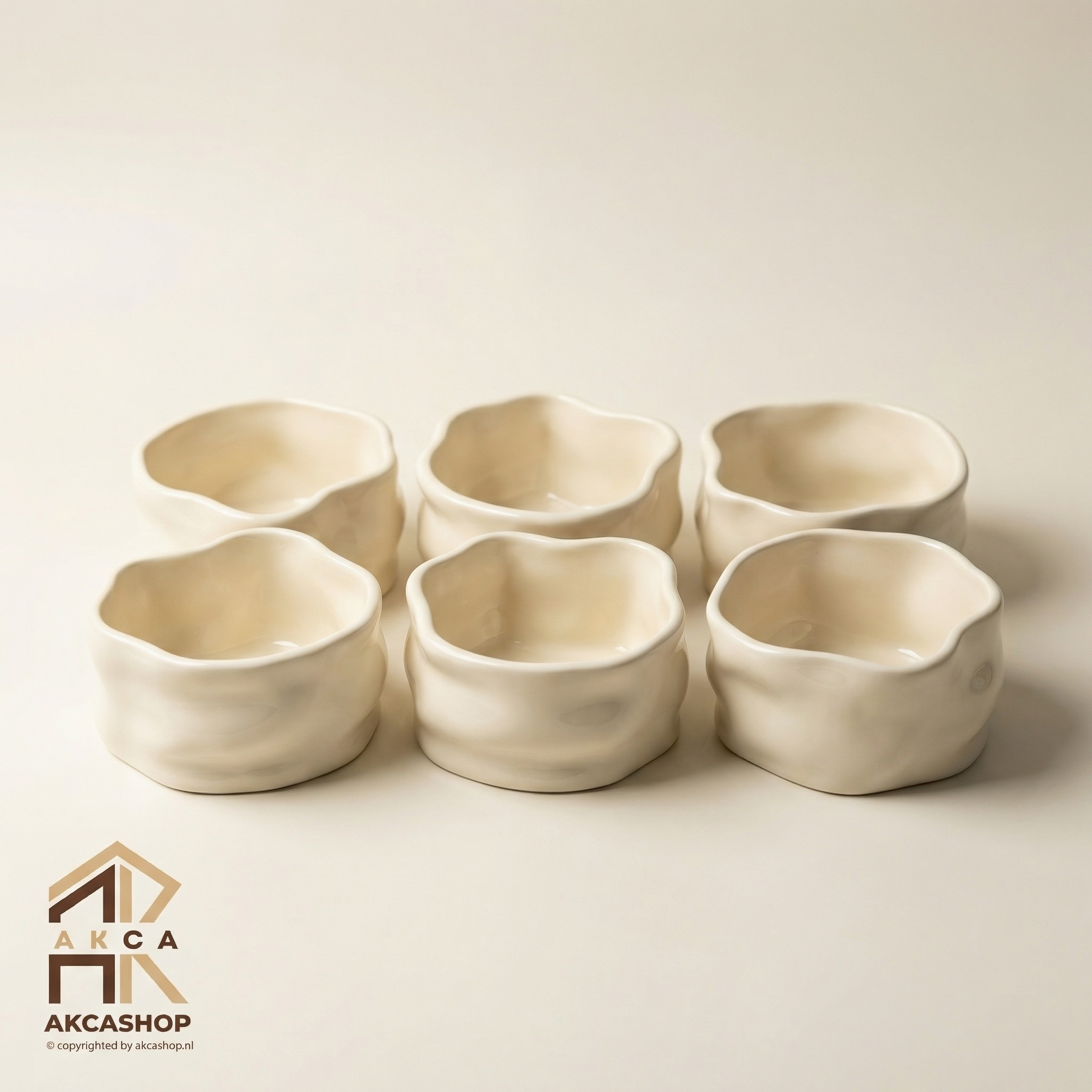 Nordic Snackschalen Organic - Set van 6 - 9,5cm - Créme