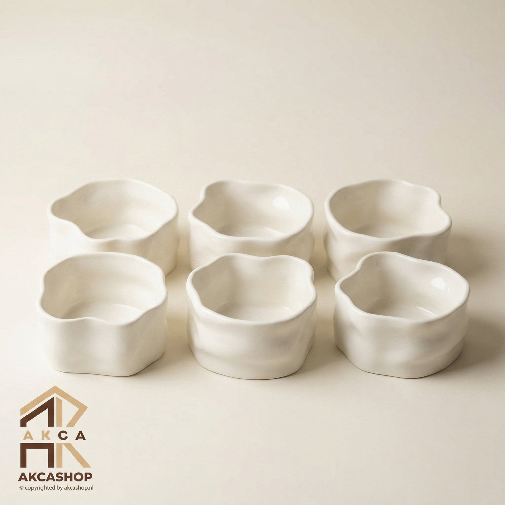 Nordic Snackschalen Organic - Set van 6 - 9,5cm - Wit