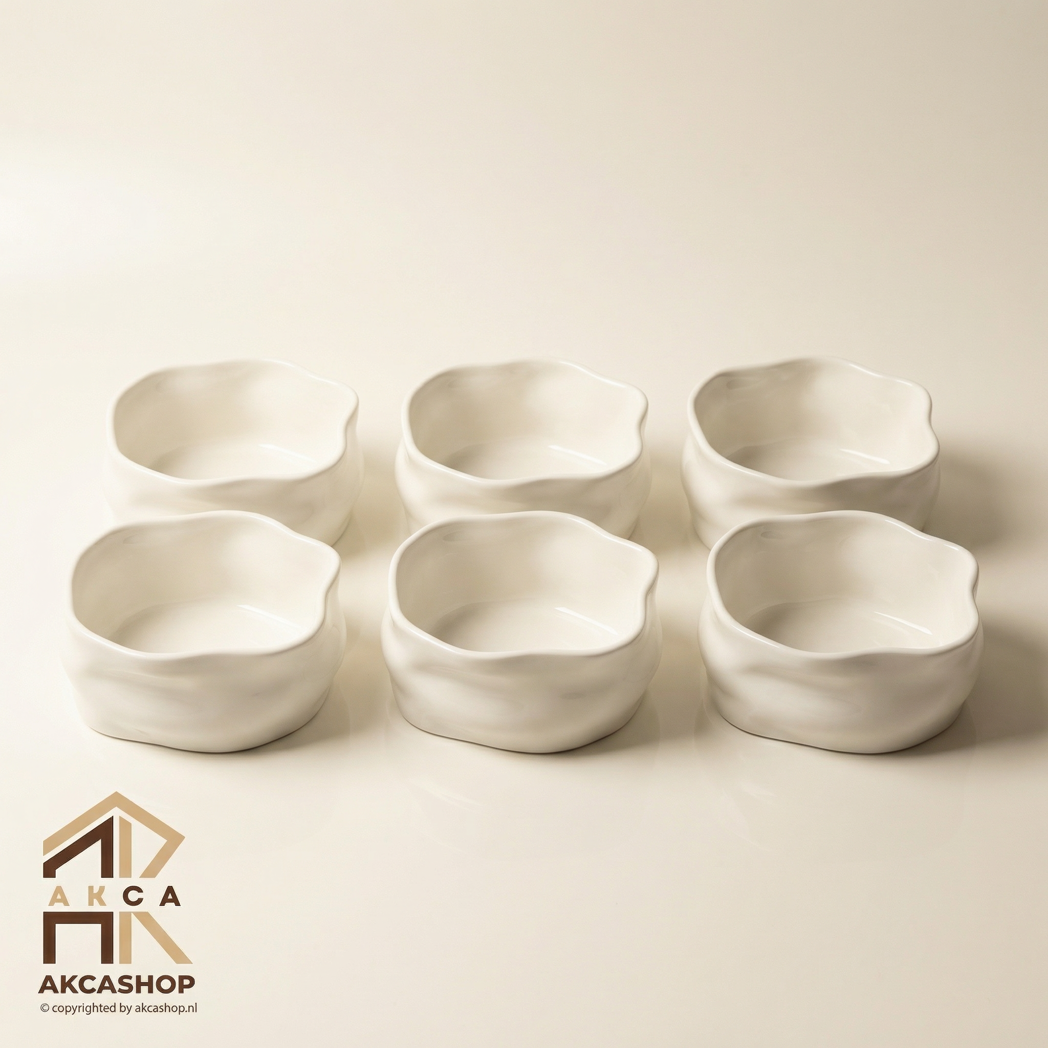 Nordic Snackschalen Organic - Set van 6 - 11,5cm - Wit