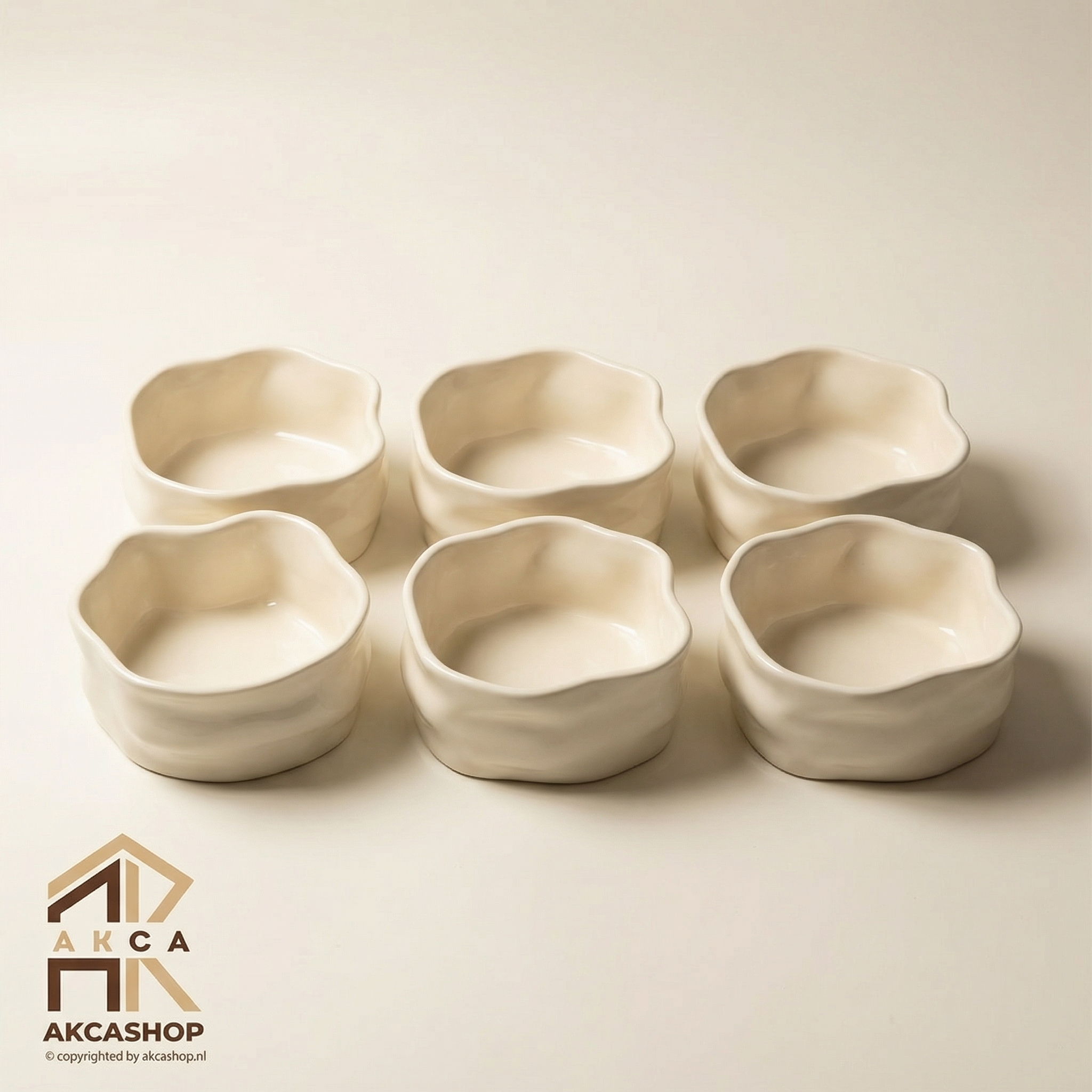 Nordic Snackschalen Organic - Set van 6 - 11,5cm - Créme