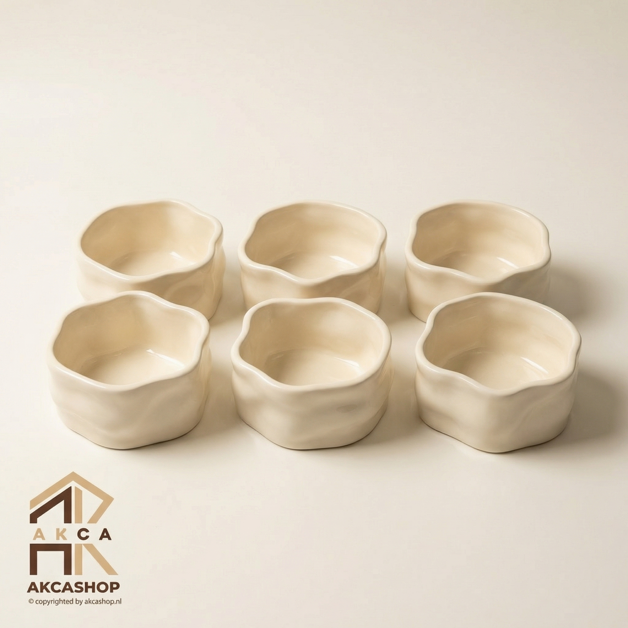 Nordic Snackschalen Organic - Set van 6 - 8cm - Créme