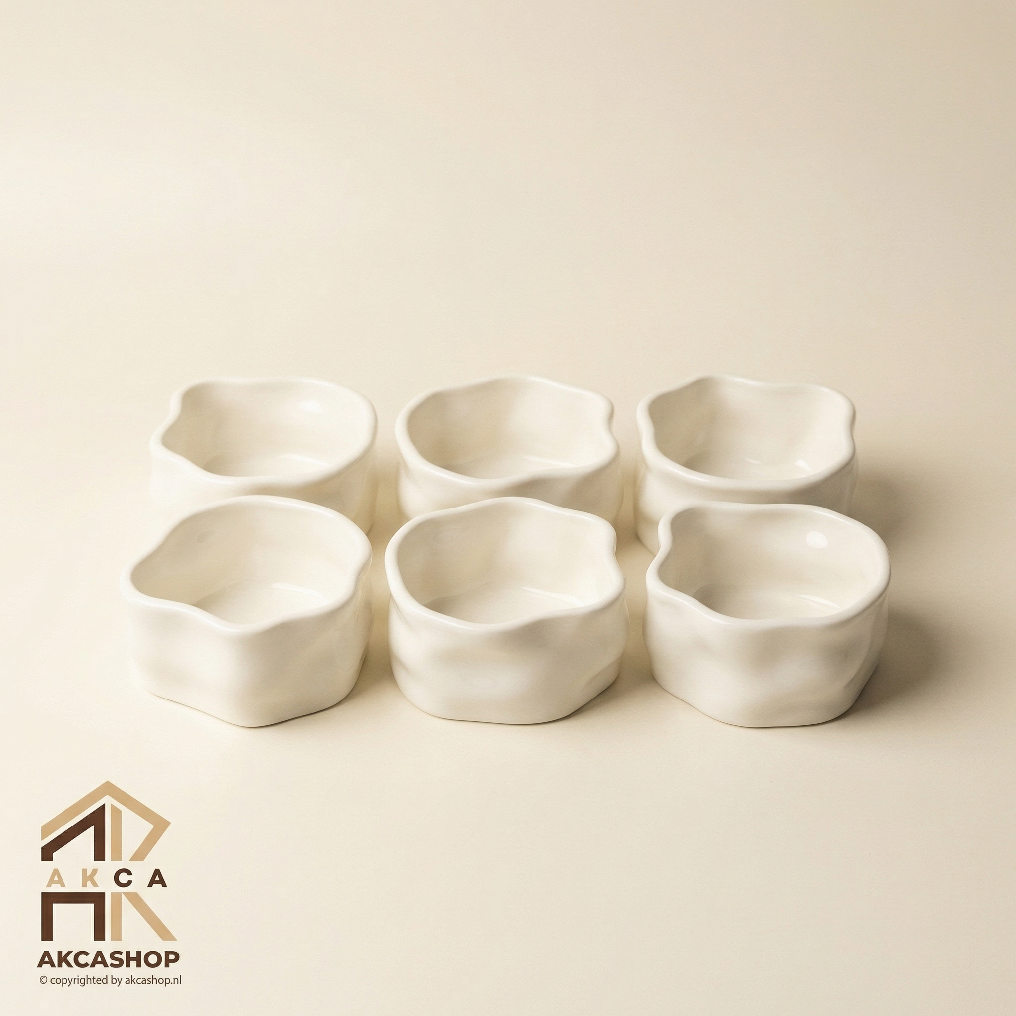 Nordic Snackschalen Organic - Set van 6 - 8cm - Wit