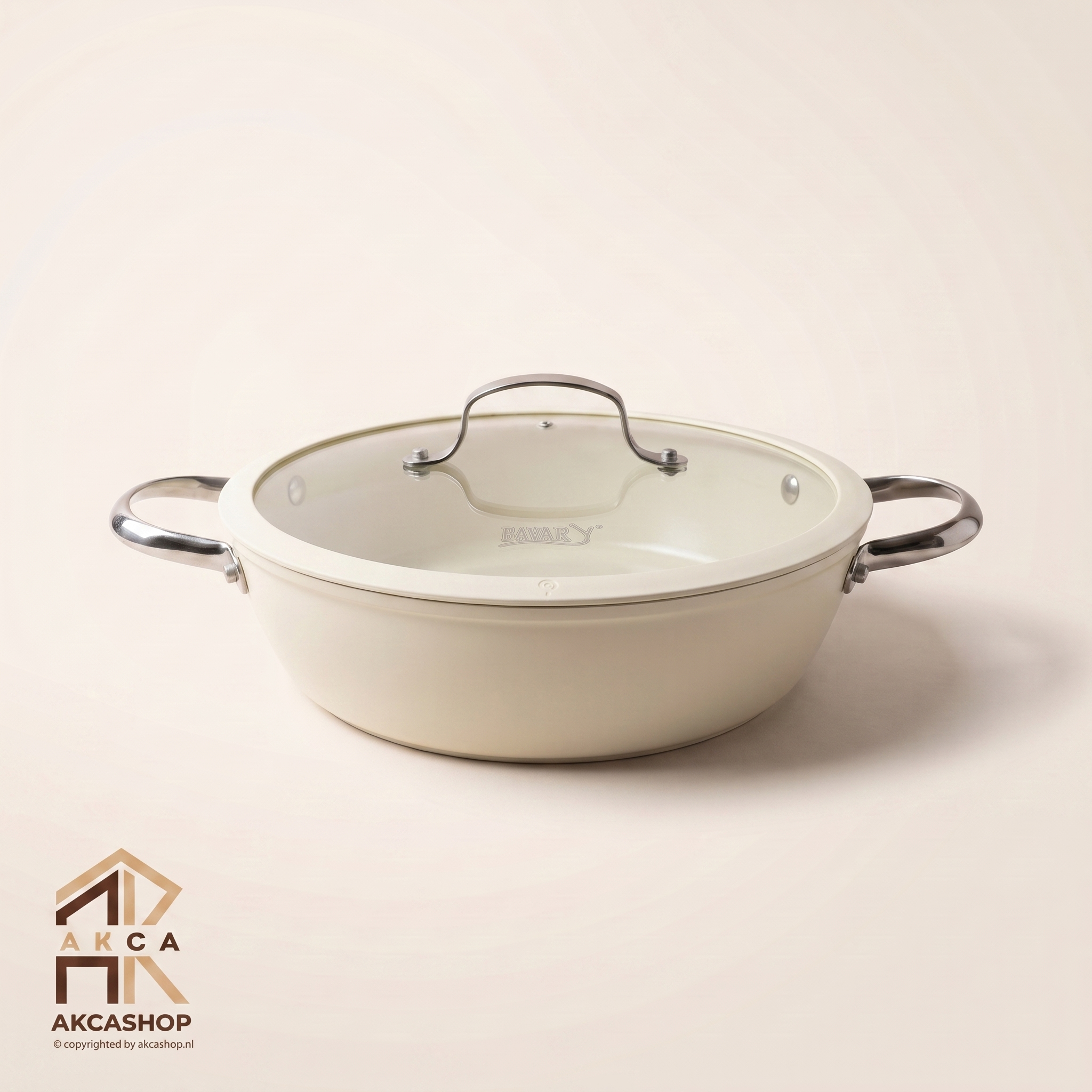 Bavary - PFAS Vrije Shallow pan - Creme - 24/28cm