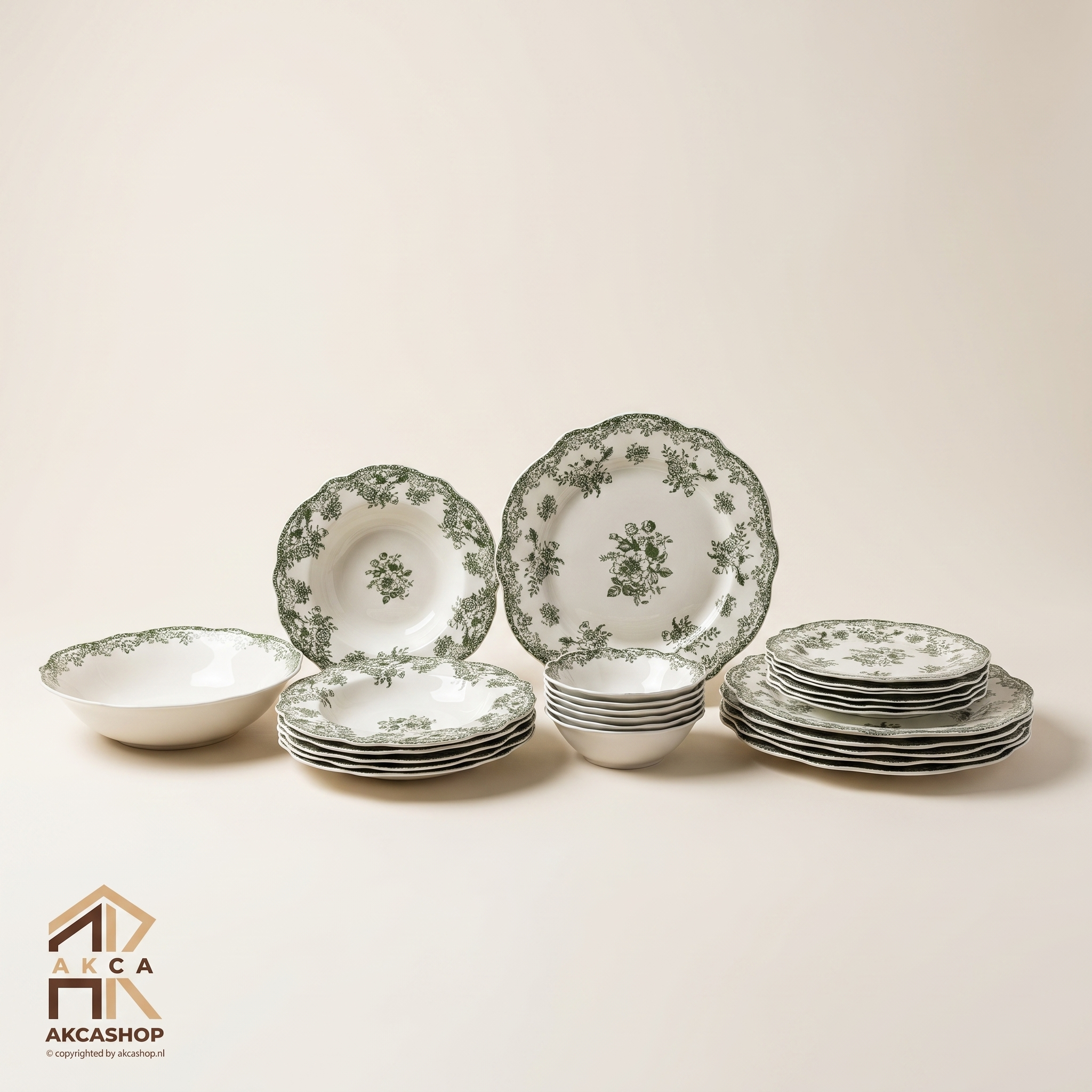Vintage Serviesset - 25 Delig - Groen