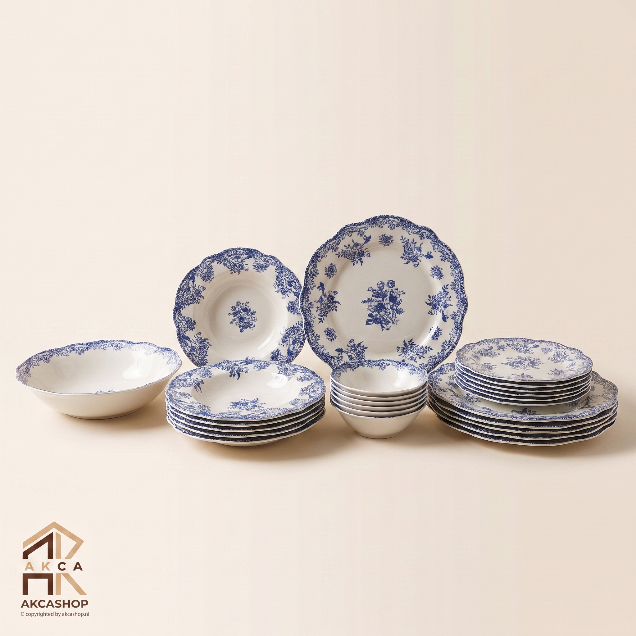 Vintage Serviesset - 25 Delig - Blauw