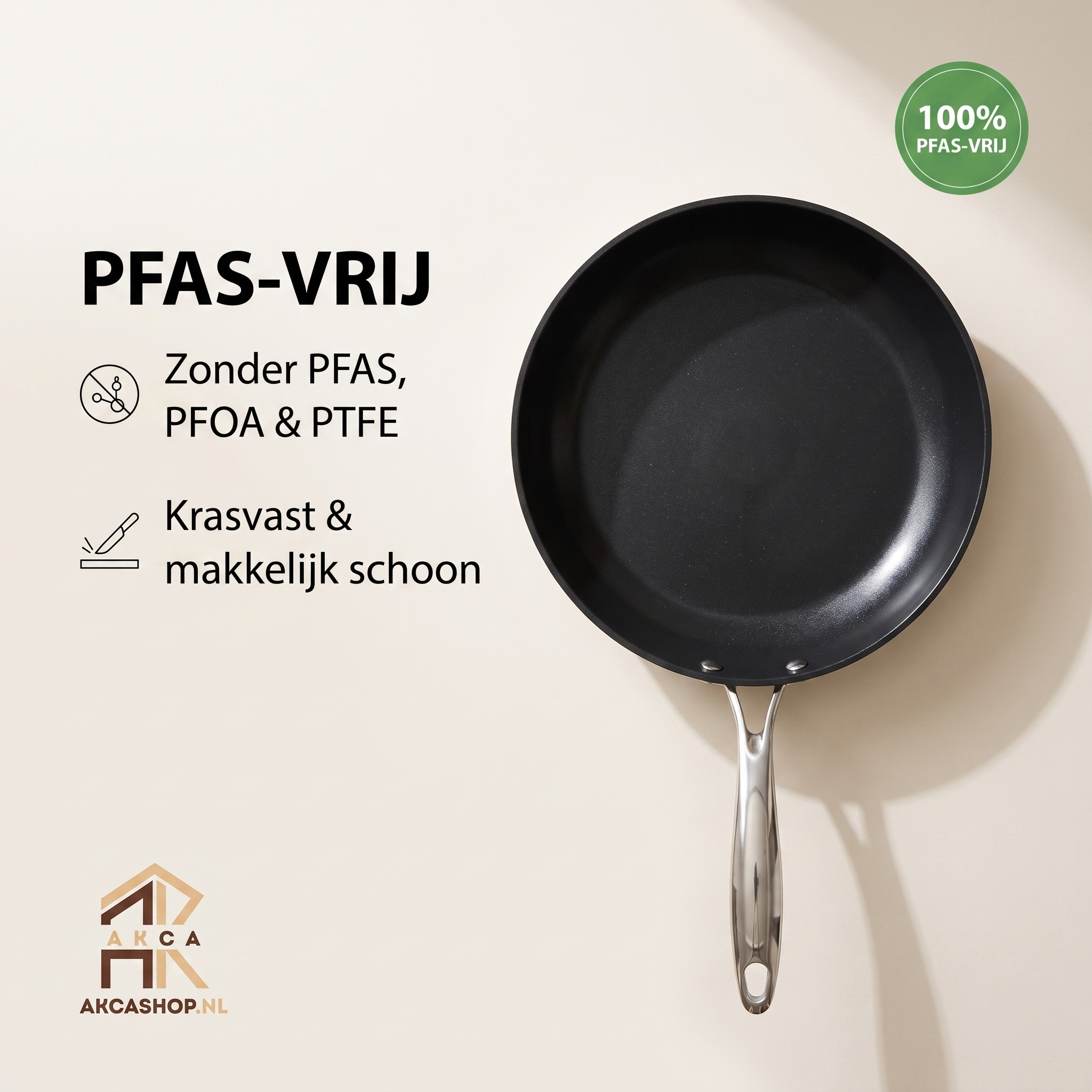 Bavary - PFAS Vrije koekenpan - Creme - 20 tot 32cm